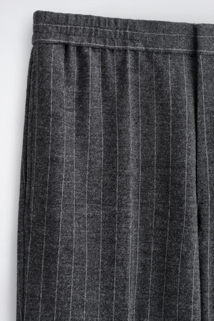 RELAXED ELASTICATED PINSTRIPED TROUSERS