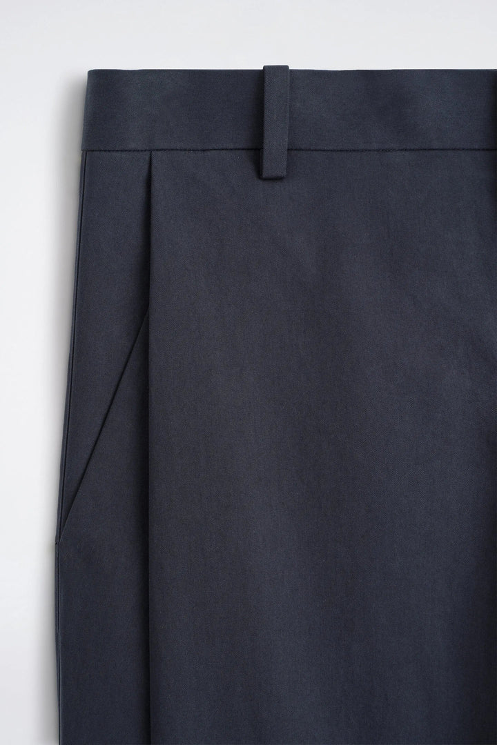 PLEATED COTTON RELAXED-FIT WIDE-LEG TROUSERS