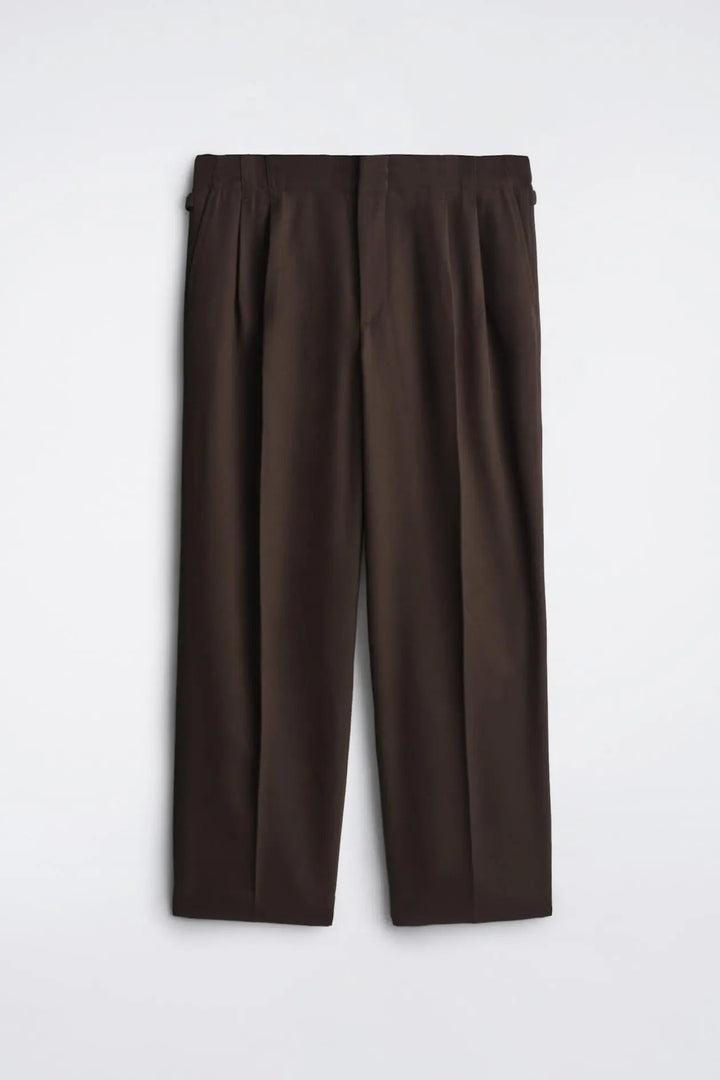 PLEATED RELAXED-FIT STRAIGHT-LEG TROUSERS