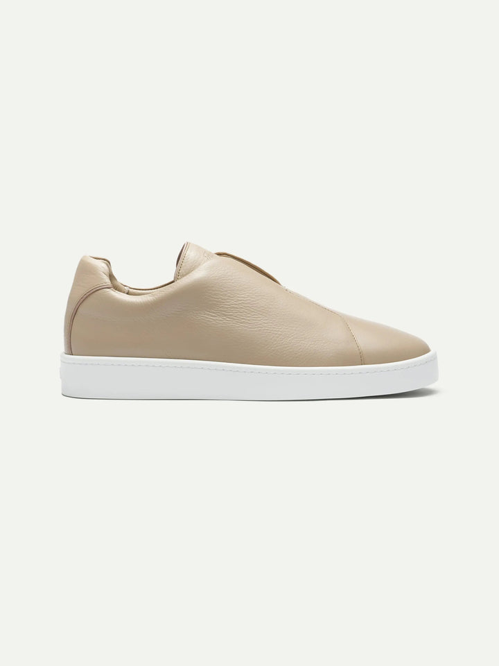 Leather Laceless Sneakers Caramel