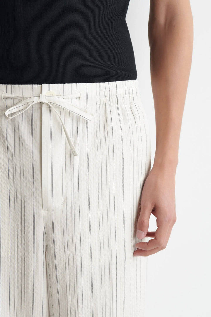 SEERSUCKER RELAXED-FIT STRAIGHT-LEG TROUSERS