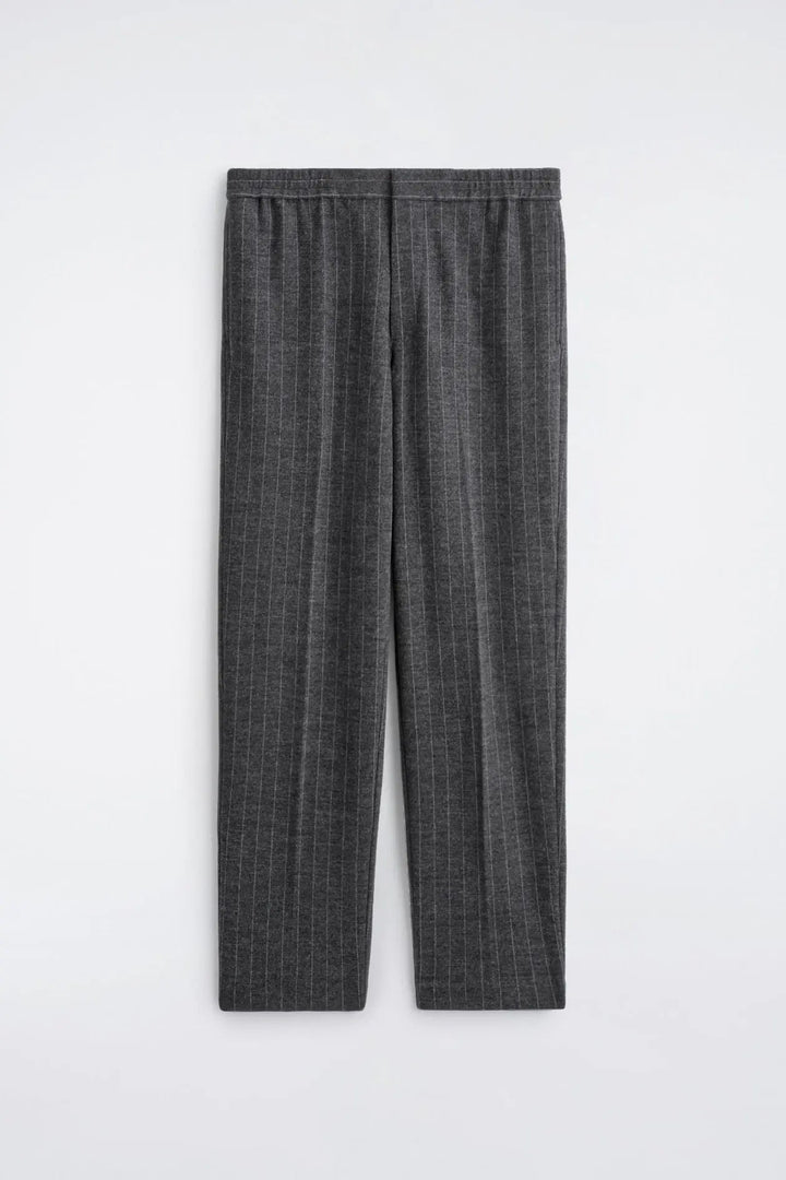 RELAXED ELASTICATED PINSTRIPED TROUSERS