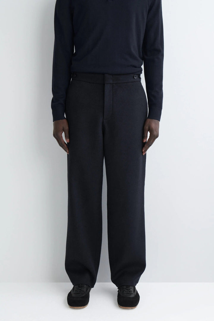 SPLIT WOOL RELAXED-FIT TAPERED TROUSERS