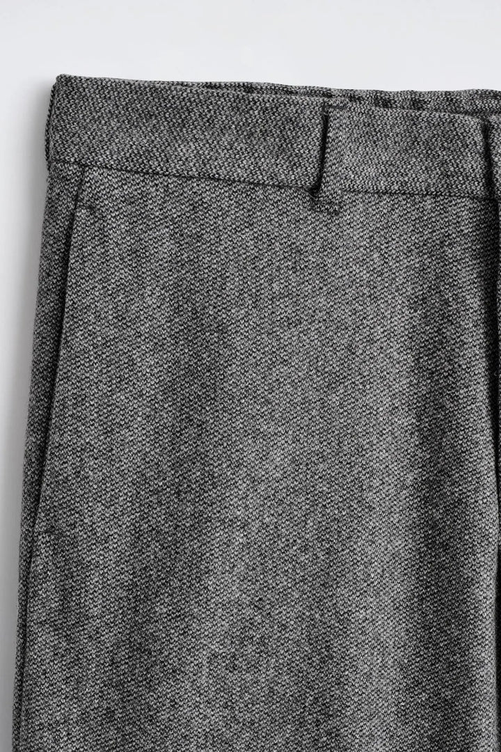 BIRDSEYE WOOL RELAXED-FIT BARREL-LEG TROUSERS