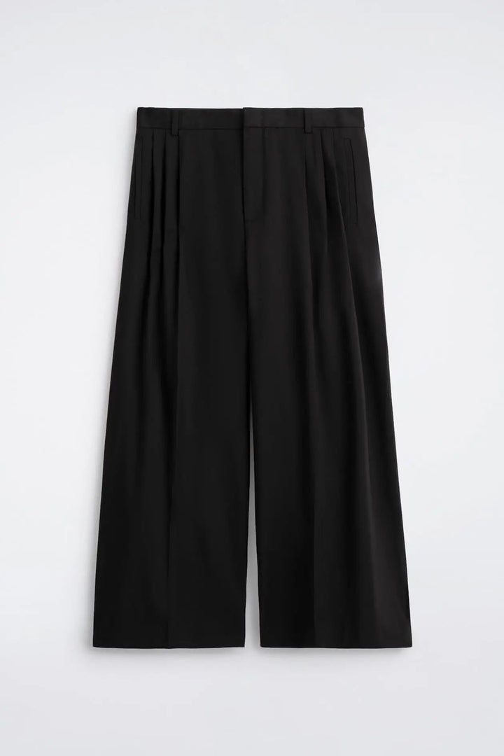 PLEATED RELAXED-FIT WIDE-LEG TROUSERS