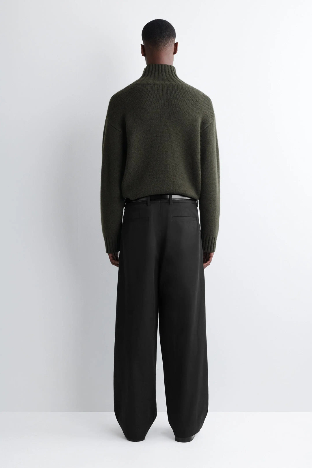 PLEATED COTTON RELAXED-FIT WIDE-LEG TROUSERS