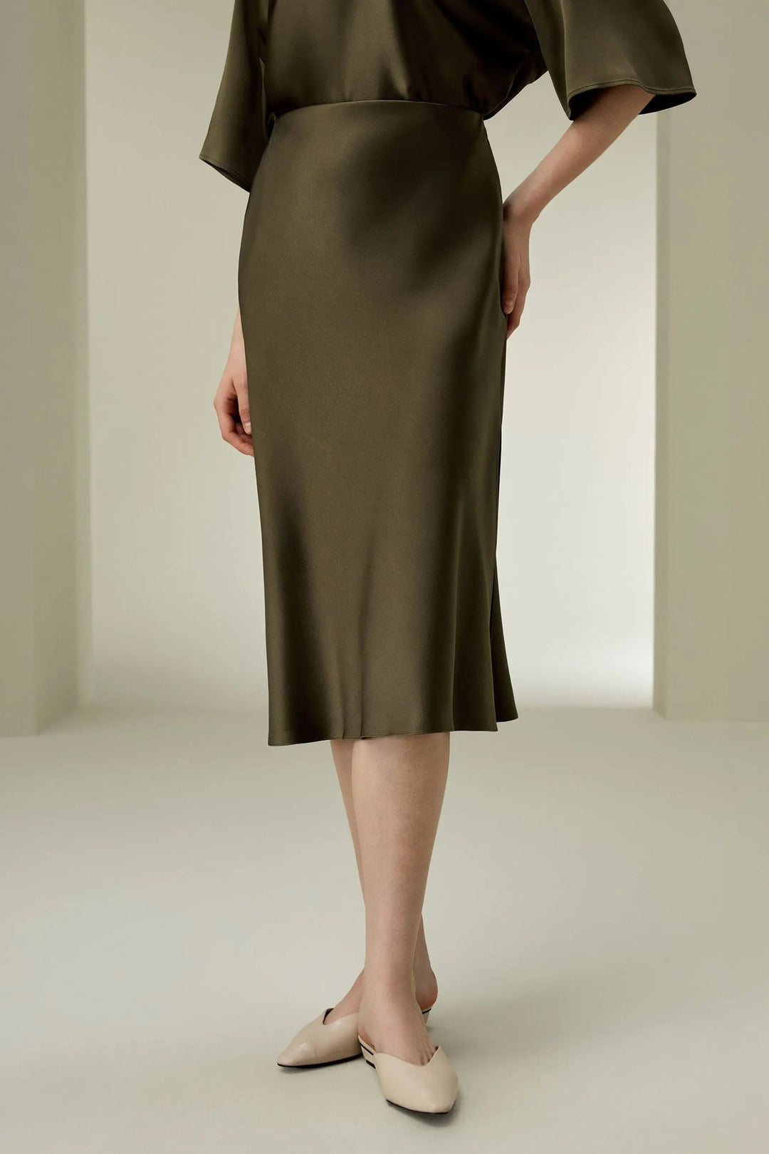 Silk Midi Skirt