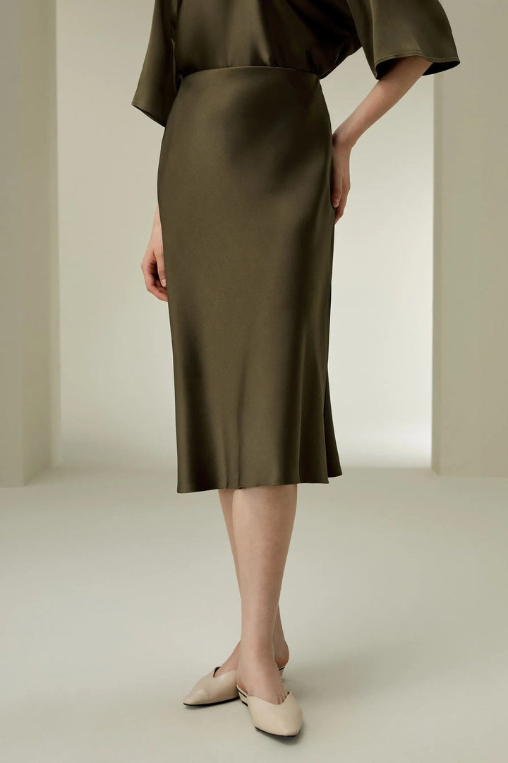 Silk Midi Skirt
