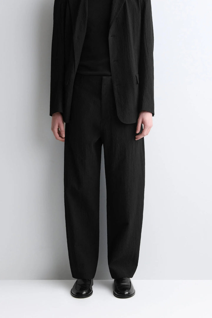 SEERSUCKER RELAXED-FIT STRAIGHT-LEG TROUSERS