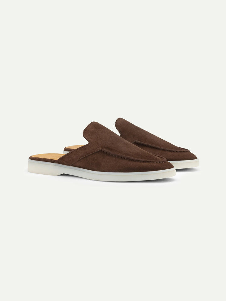 Open Suede Loafers Brown