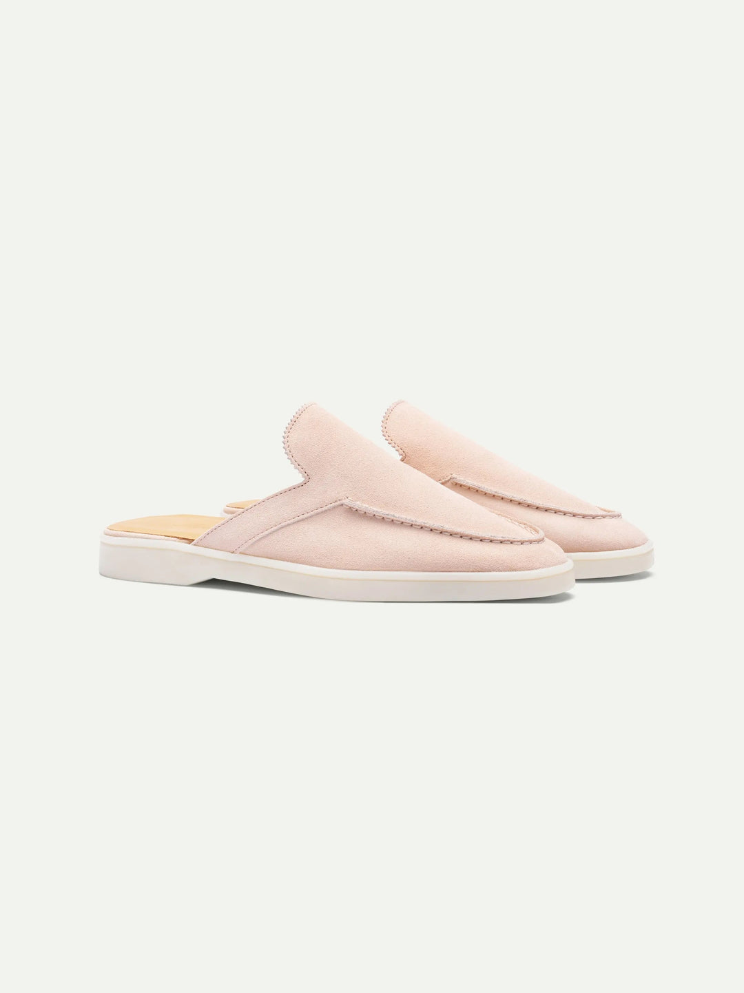 Open Suede Loafers Pink
