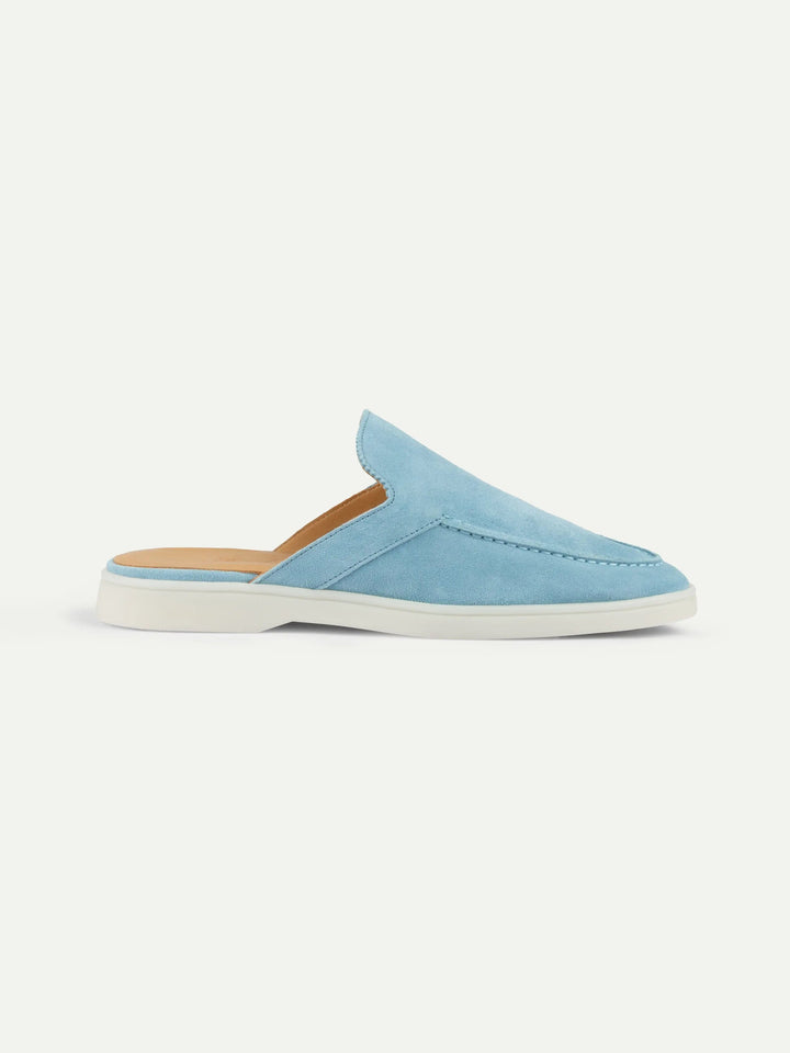 Open Suede Loafers Ocean Blue