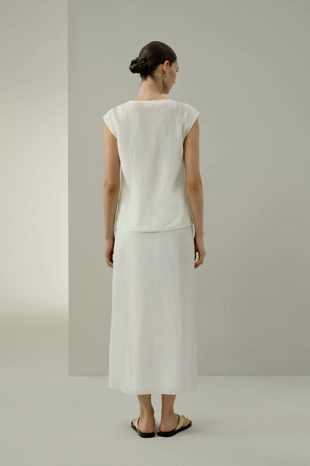 Pleated Silk Maxi Skirt
