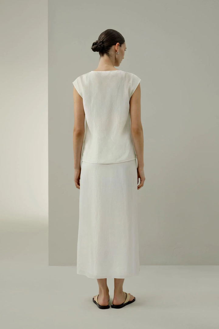 Pleated Silk Maxi Skirt