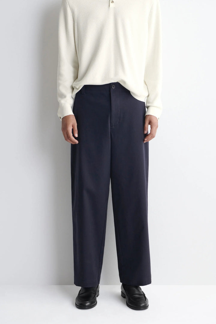 COTTON-TWILL RELAXED-FIT STRAIGHT-LEG TROUSERS