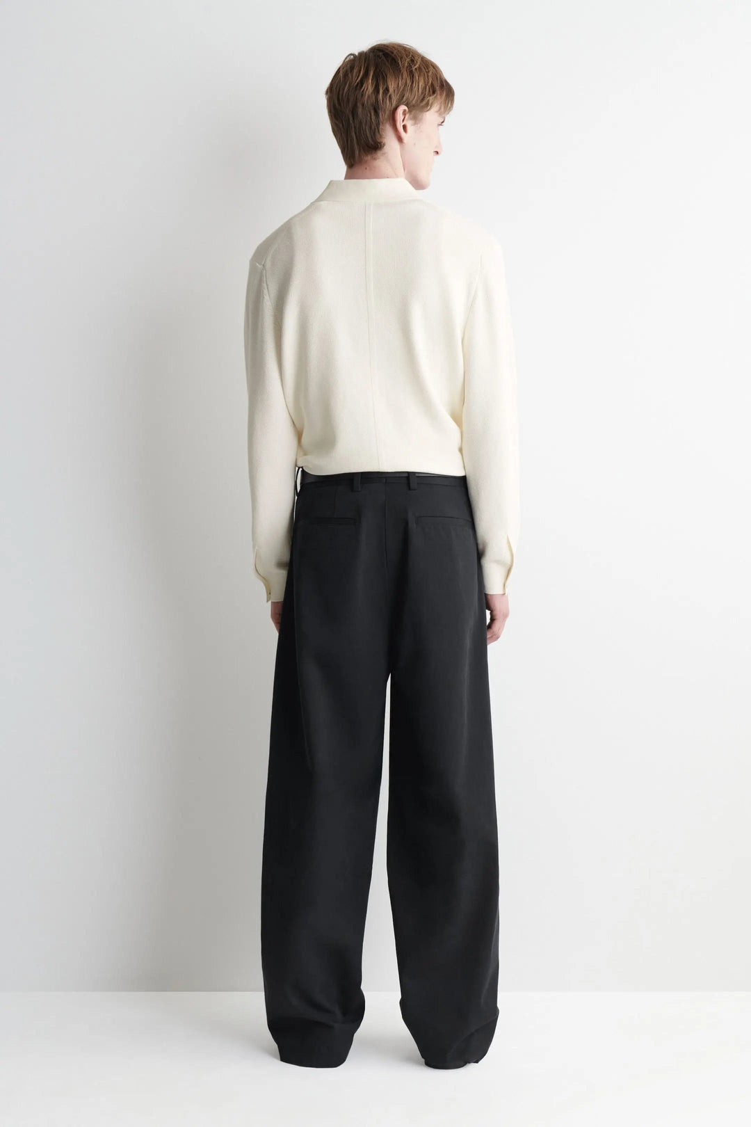 PLEATED COTTON RELAXED-FIT WIDE-LEG TROUSERS
