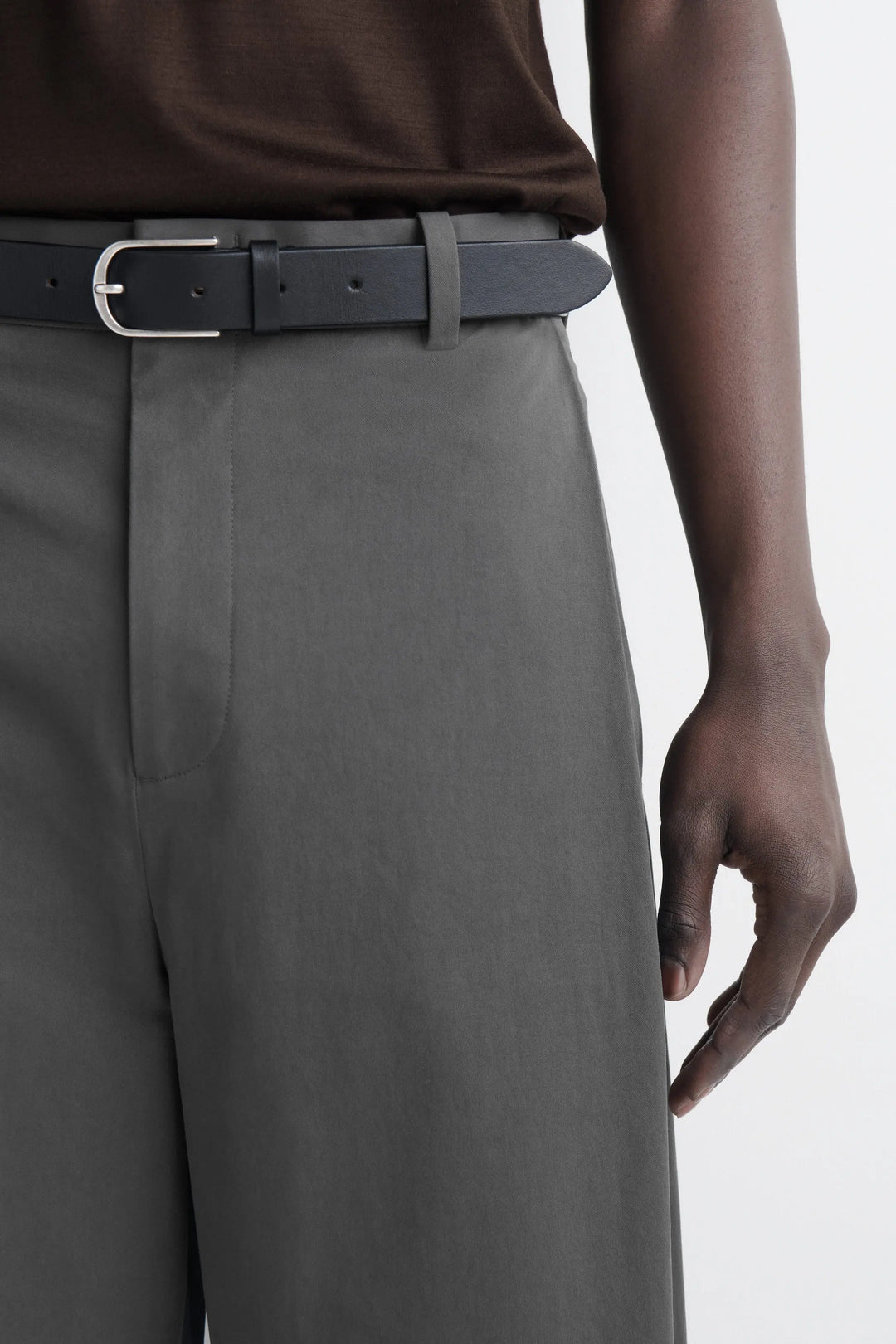 PLEATED COTTON RELAXED-FIT WIDE-LEG TROUSERS