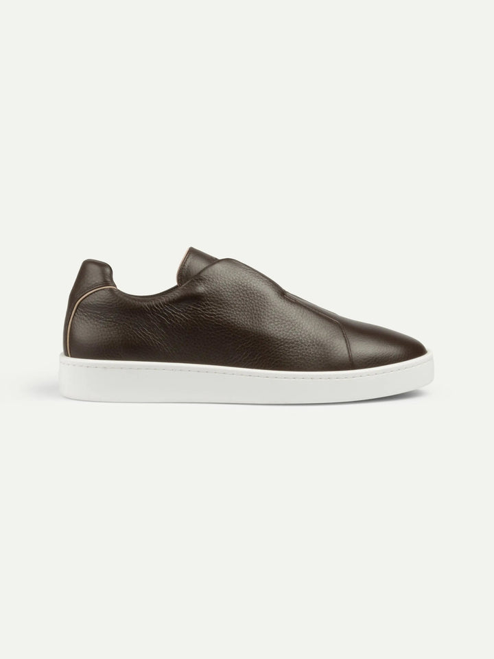 Leather Laceless Sneakers Brown