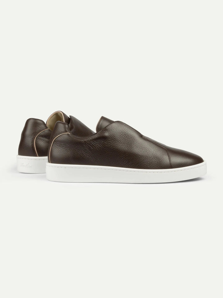 Leather Laceless Sneakers Brown