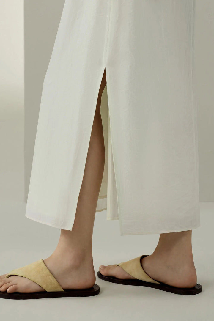 Pleated Silk Maxi Skirt