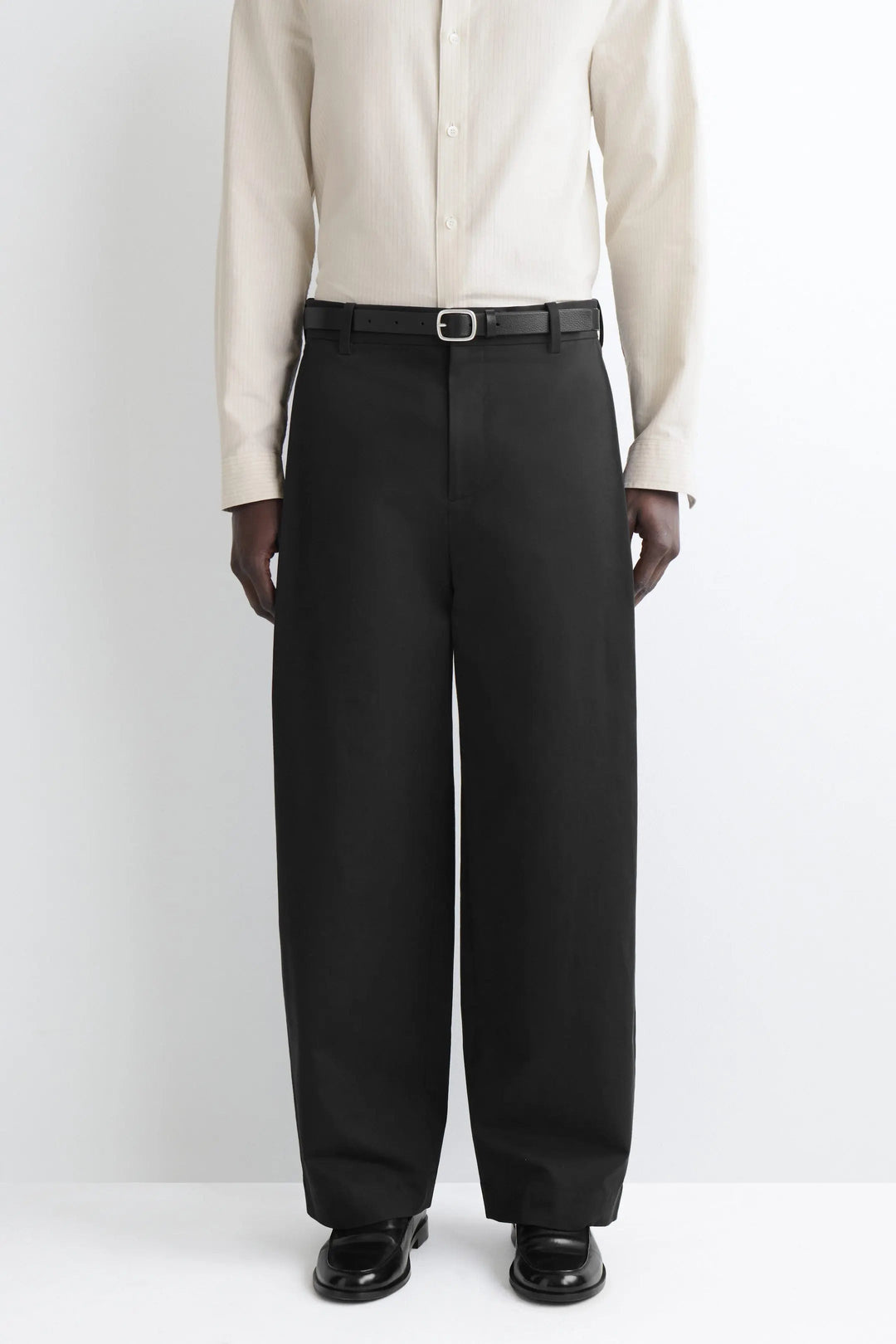 PLEATED COTTON RELAXED-FIT WIDE-LEG TROUSERS