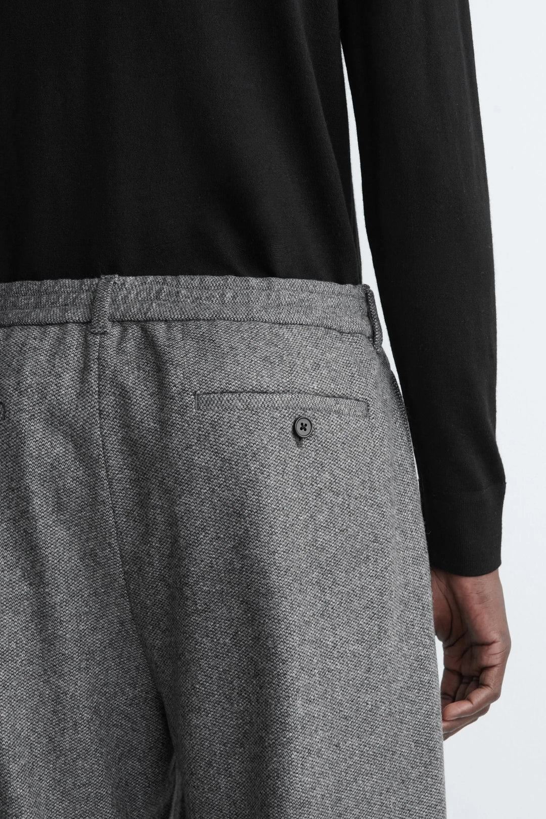 BIRDSEYE WOOL RELAXED-FIT BARREL-LEG TROUSERS