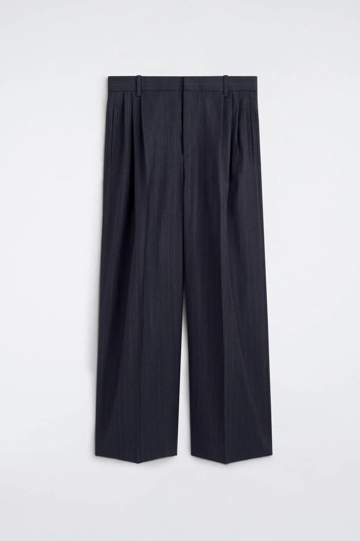 PLEATED RELAXED-FIT WIDE-LEG TROUSERS