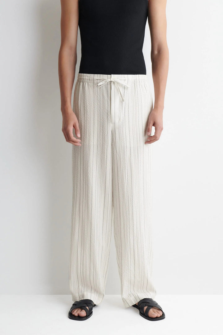 SEERSUCKER RELAXED-FIT STRAIGHT-LEG TROUSERS