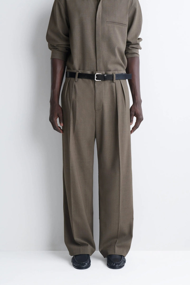 WOOL-BLEND RELAXED-FIT WIDE-LEG TROUSERS