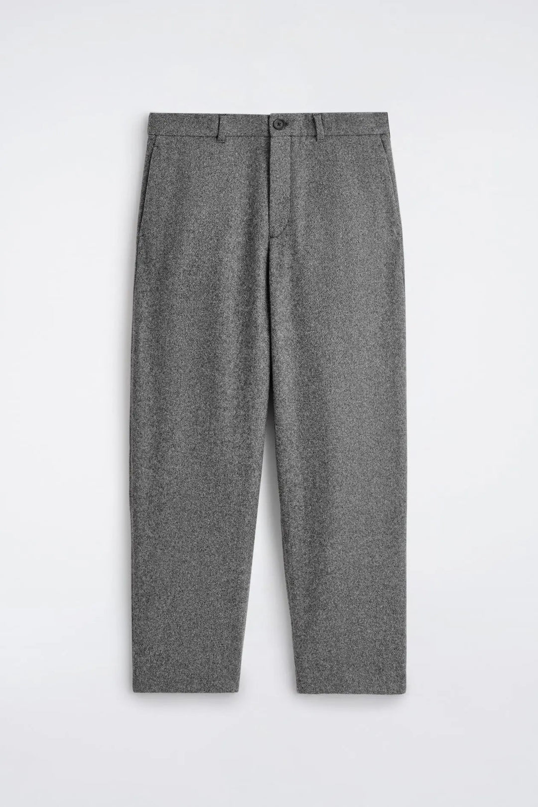 BIRDSEYE WOOL RELAXED-FIT BARREL-LEG TROUSERS