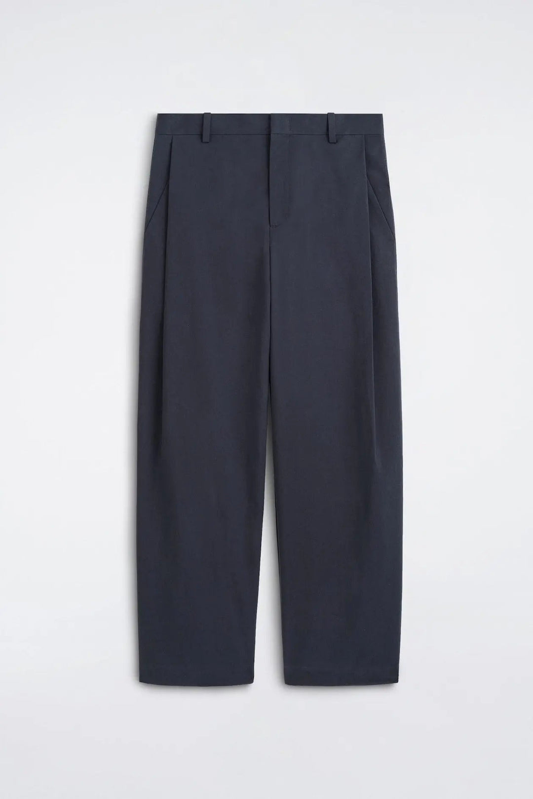 PLEATED COTTON RELAXED-FIT WIDE-LEG TROUSERS