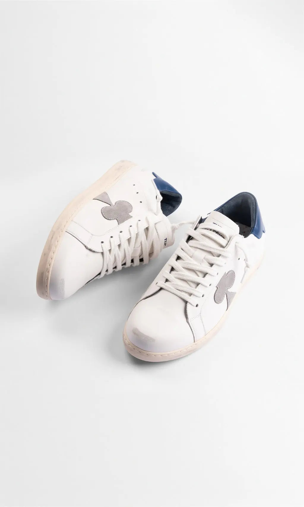 Toscan Sneakers White Leather Navy Heel