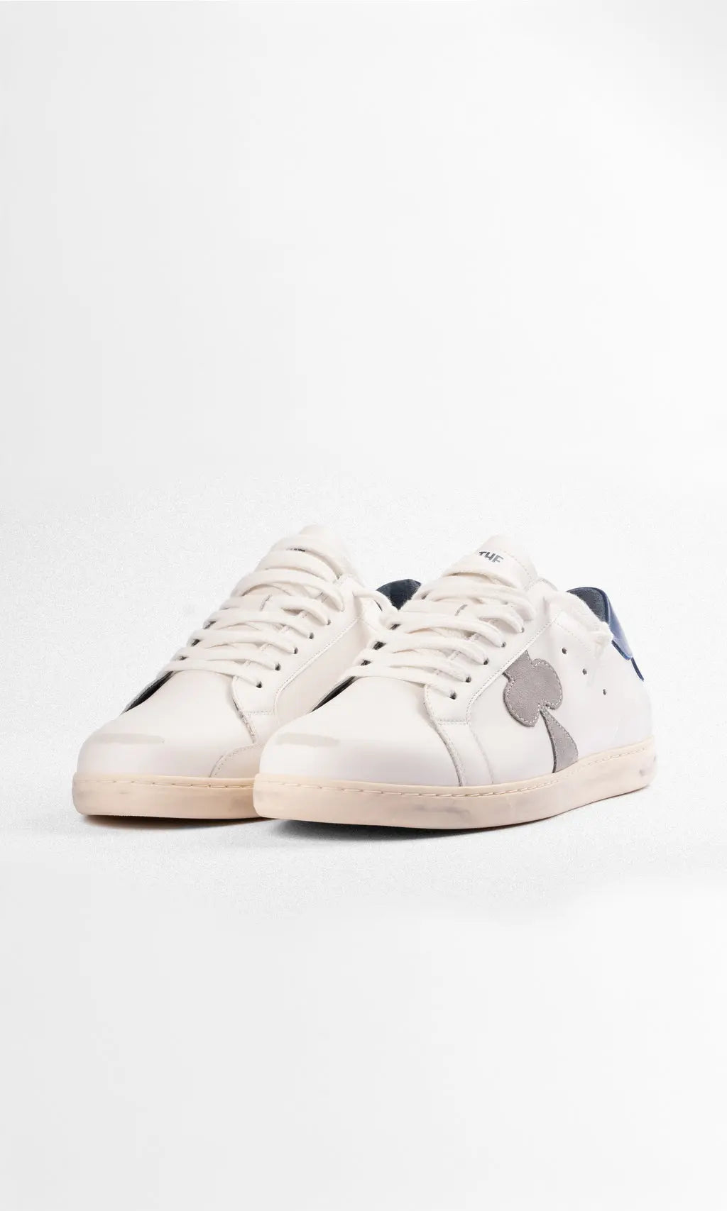 Toscan Sneakers White Leather Navy Heel