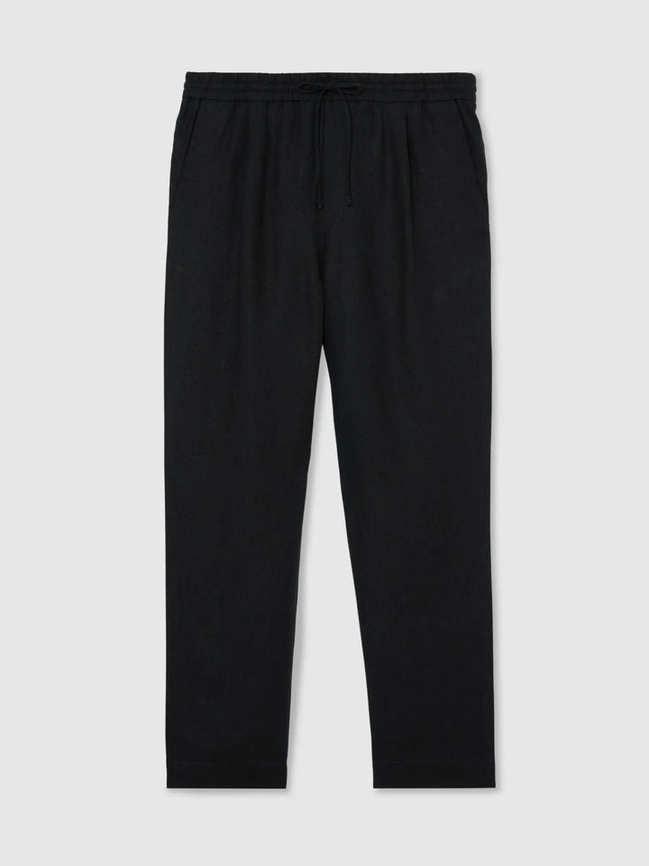 100% Linen Relaxed-Fit Drawstring Trousers