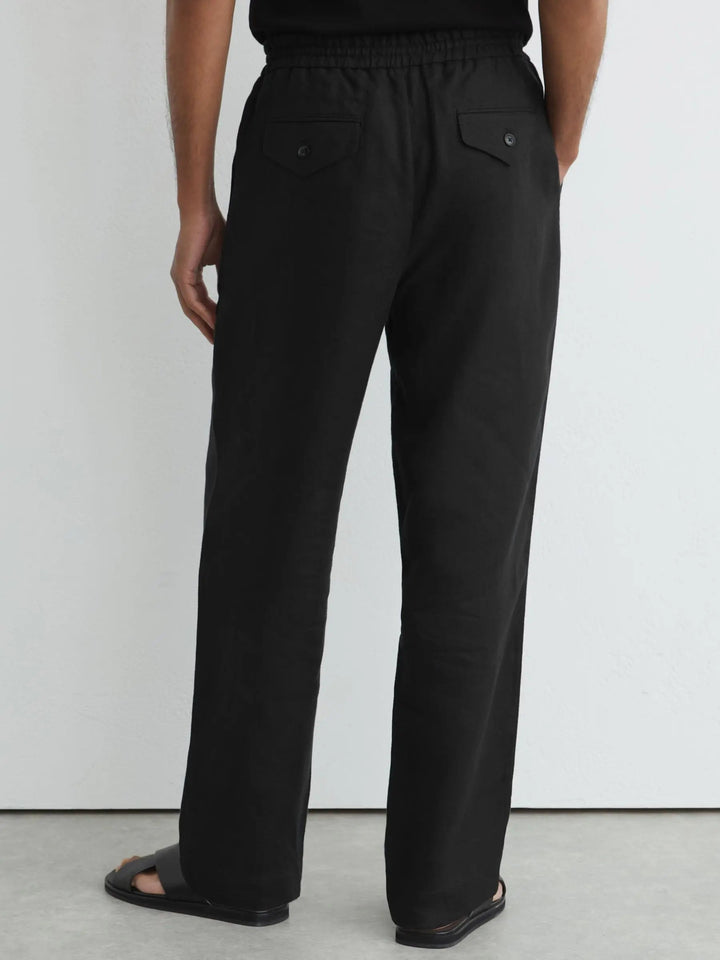 100% Linen Relaxed-Fit Drawstring Trousers