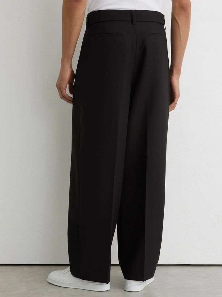 Monogram Relaxed-Fit Belted Trousers in Black