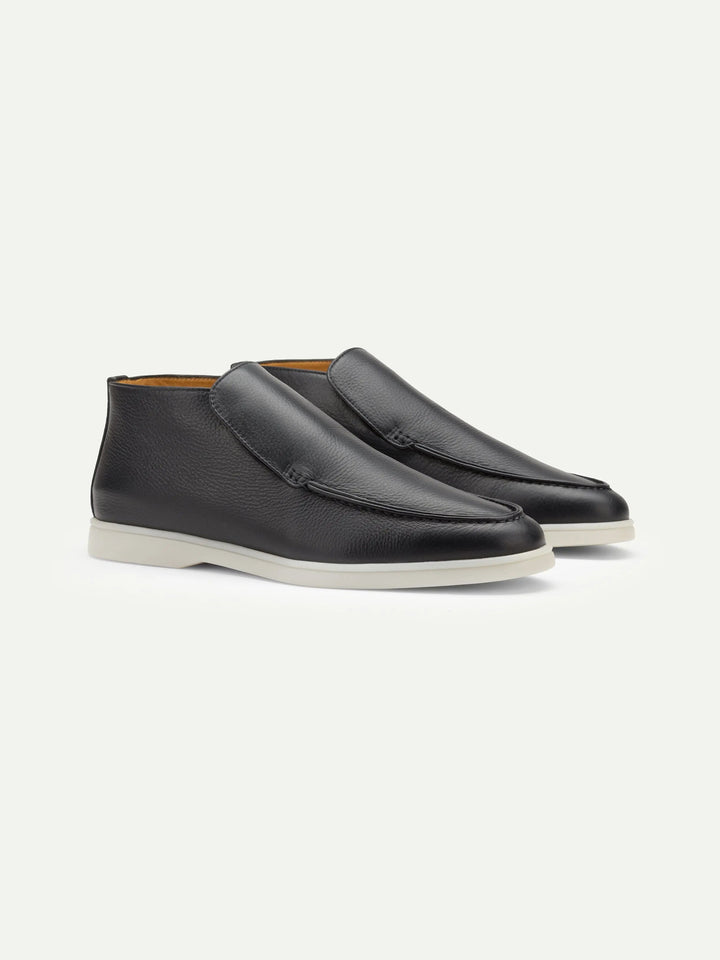 Leather High Loafers Navy