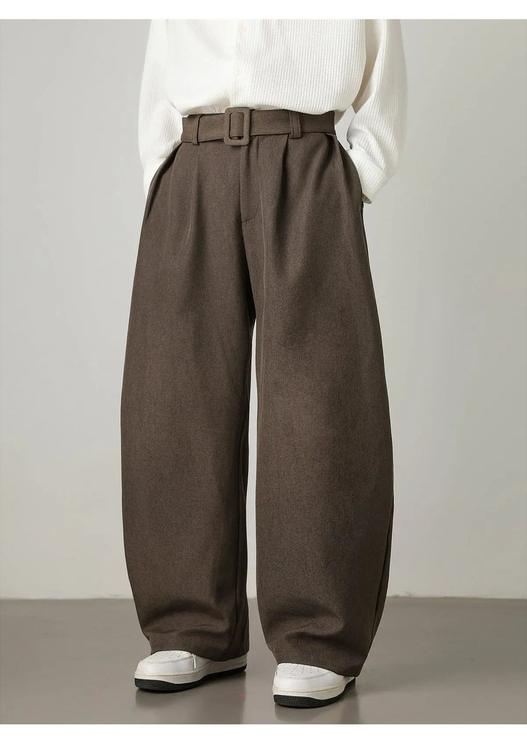 WOOL BLEND RELAXED-FIT WIDE-LEG TROUSERS