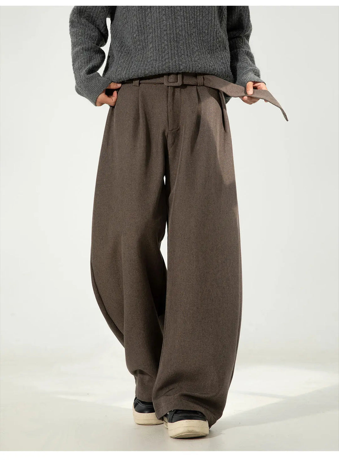 WOOL BLEND RELAXED-FIT WIDE-LEG TROUSERS