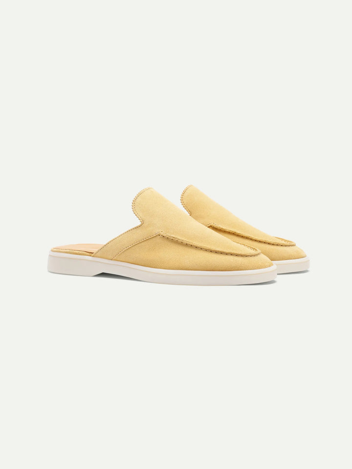 Open Suede Loafers Yellow