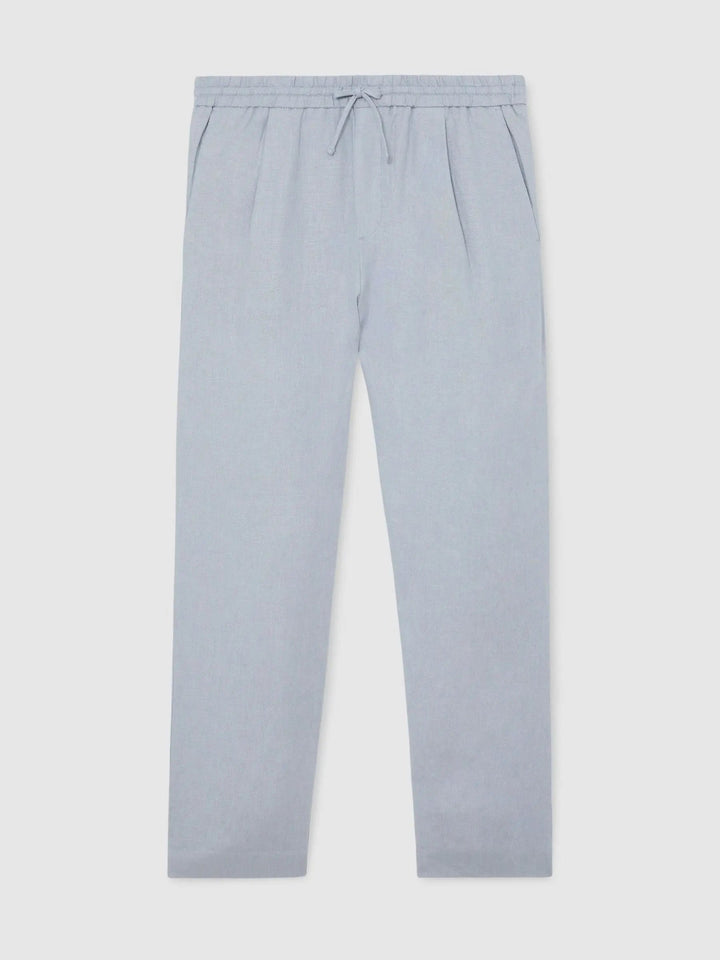 100% Linen Relaxed-Fit Drawstring Trousers