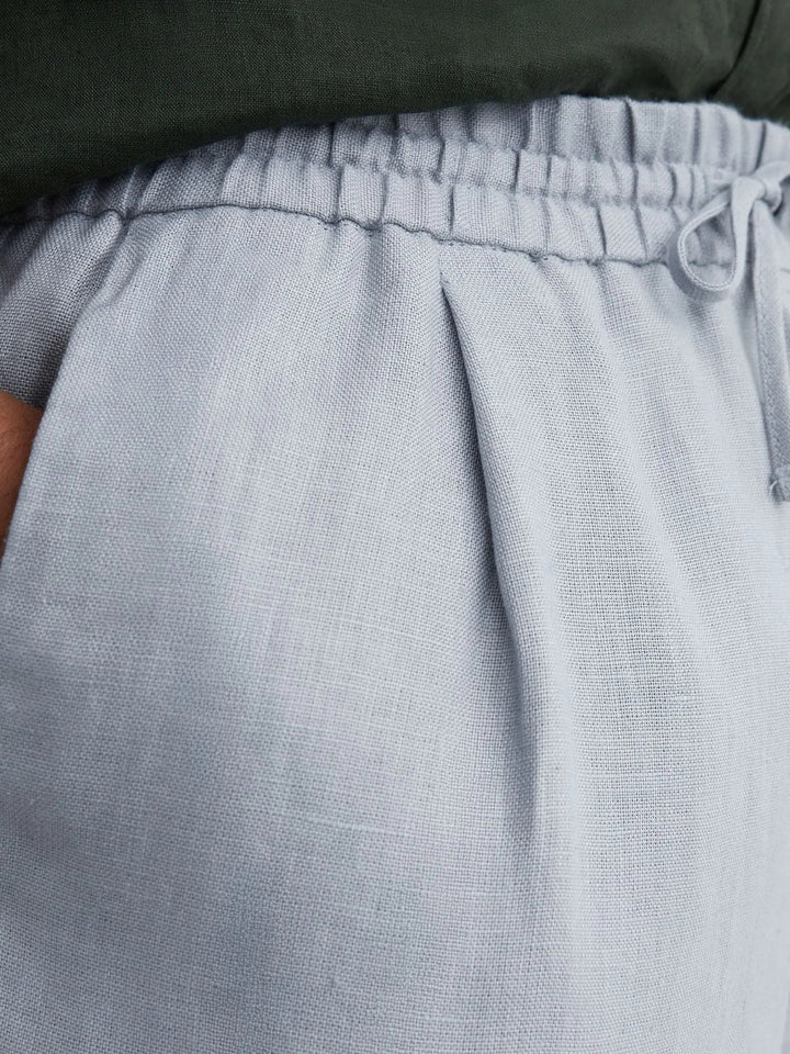 100% Linen Relaxed-Fit Drawstring Trousers