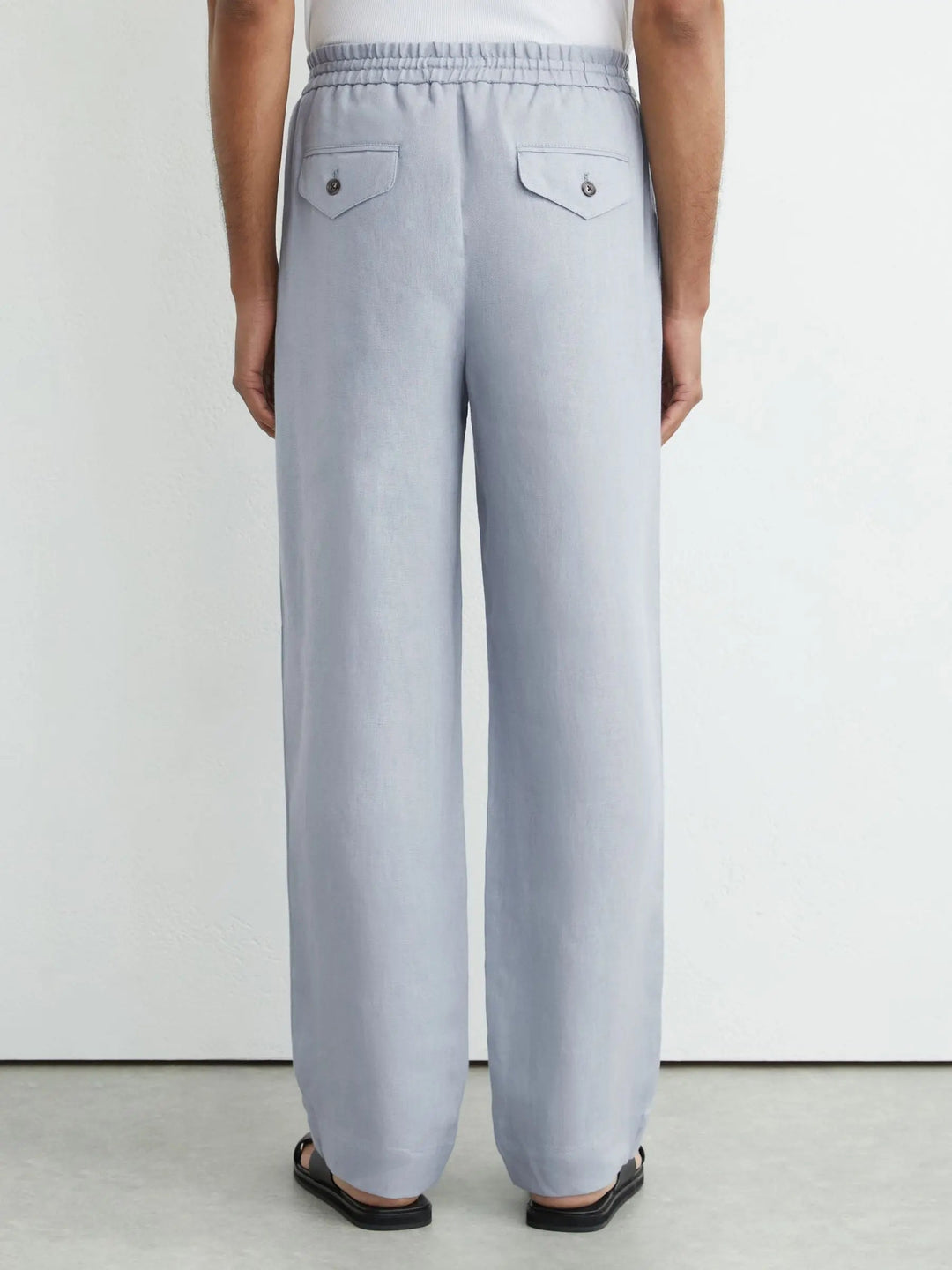 100% Linen Relaxed-Fit Drawstring Trousers