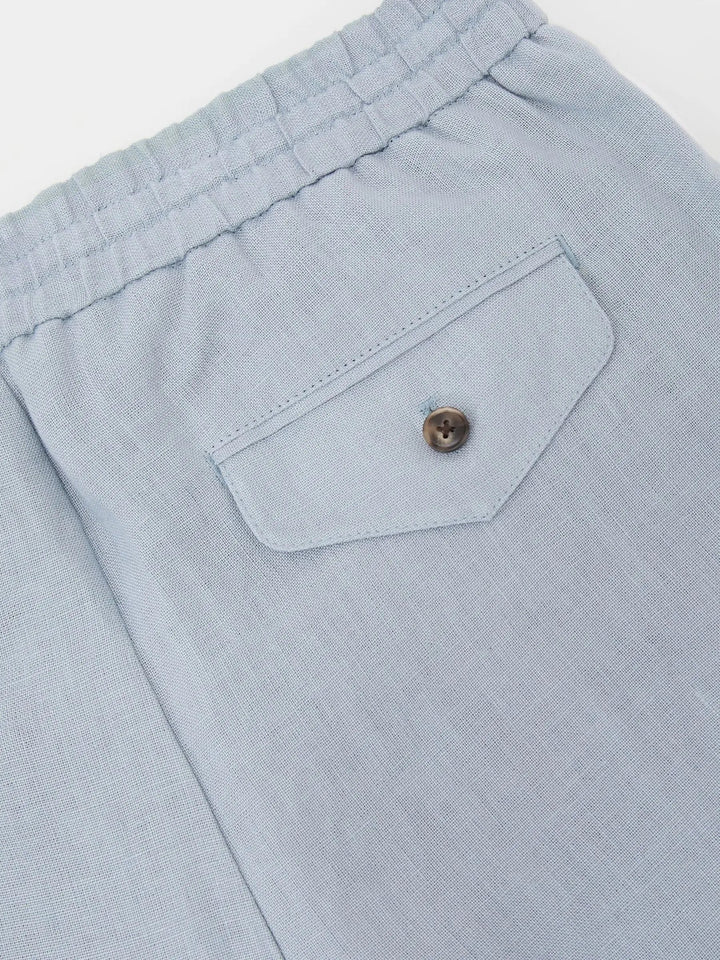 100% Linen Relaxed-Fit Drawstring Trousers