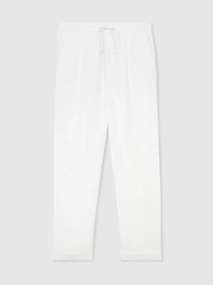 100% Linen Relaxed-Fit Drawstring Trousers