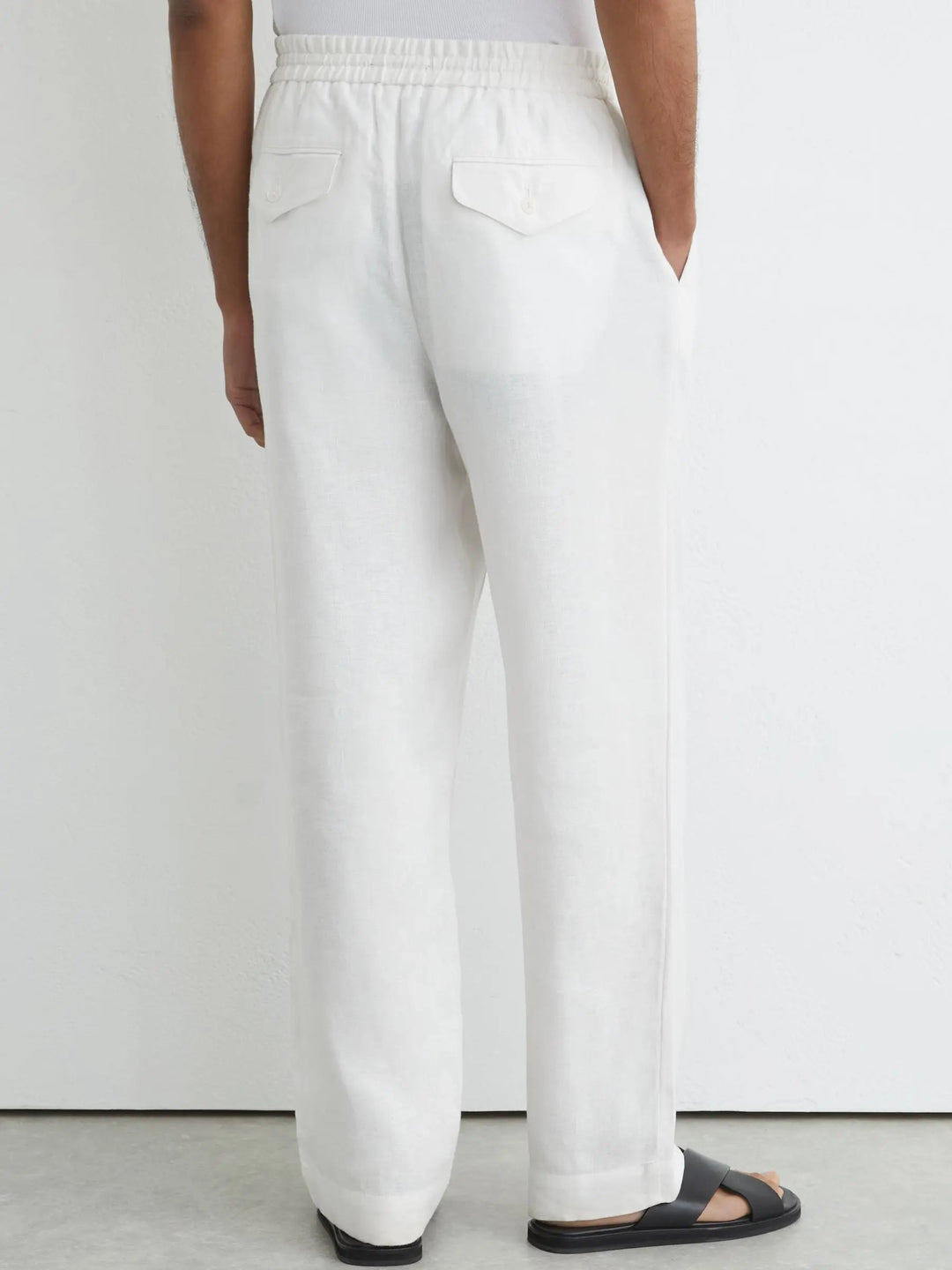 100% Linen Relaxed-Fit Drawstring Trousers