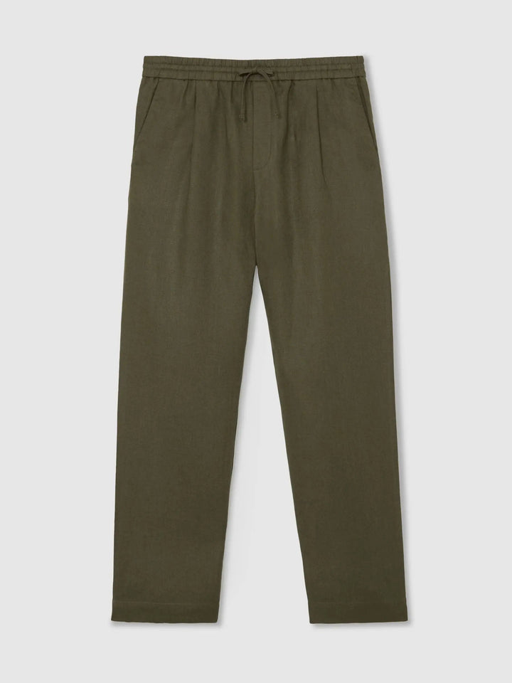 100% Linen Relaxed-Fit Drawstring Trousers
