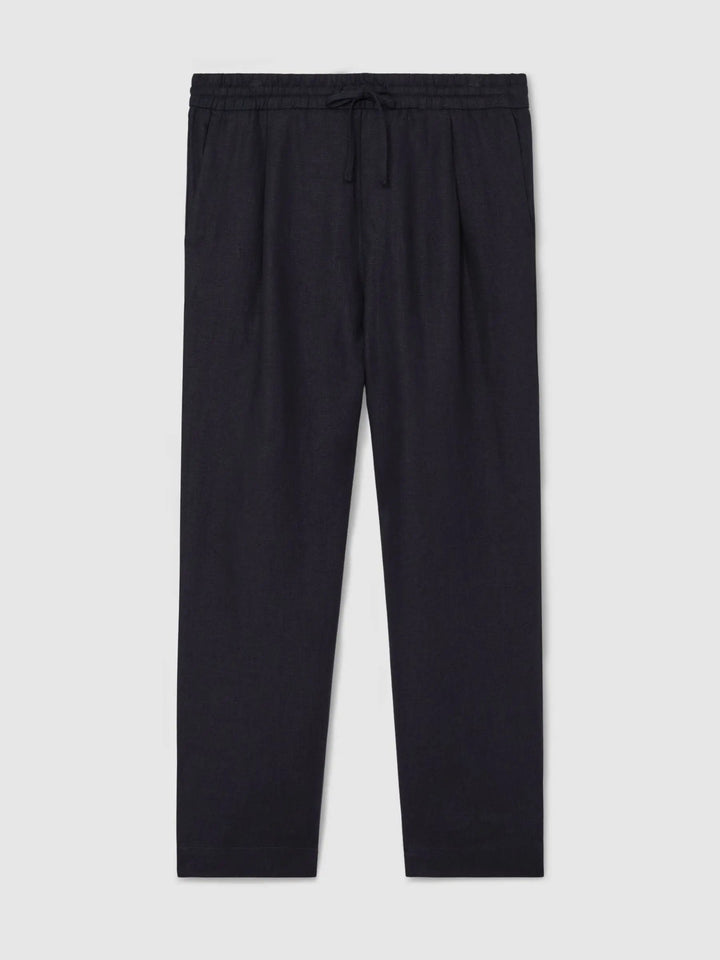 100% Linen Relaxed-Fit Drawstring Trousers