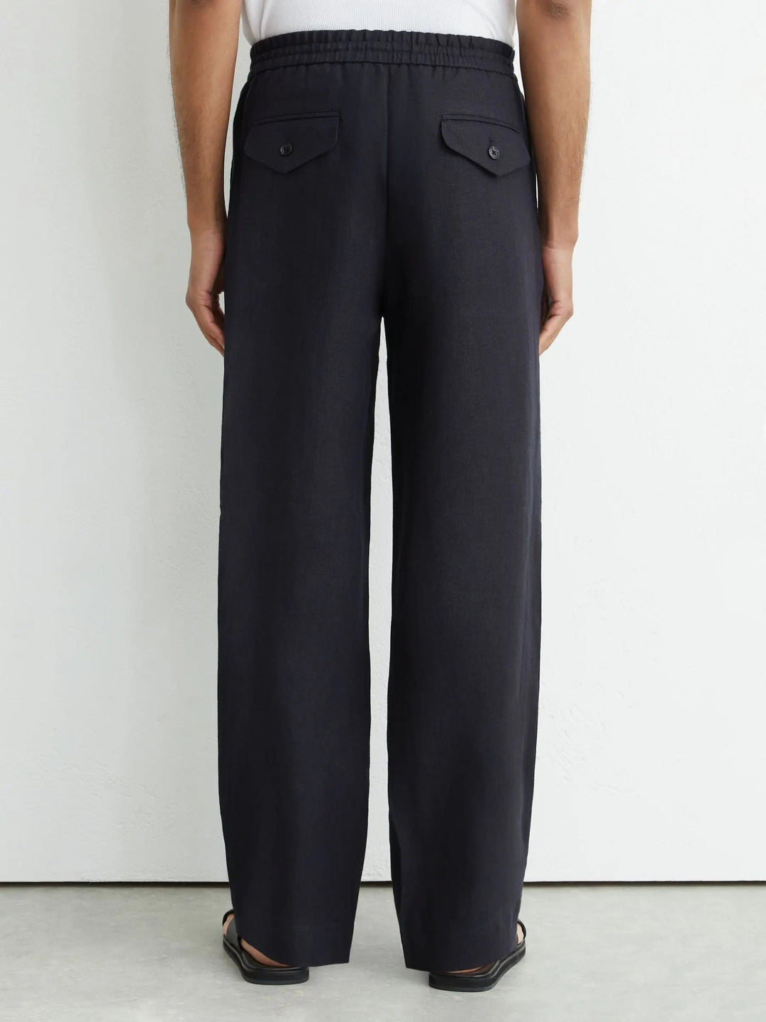 100% Linen Relaxed-Fit Drawstring Trousers