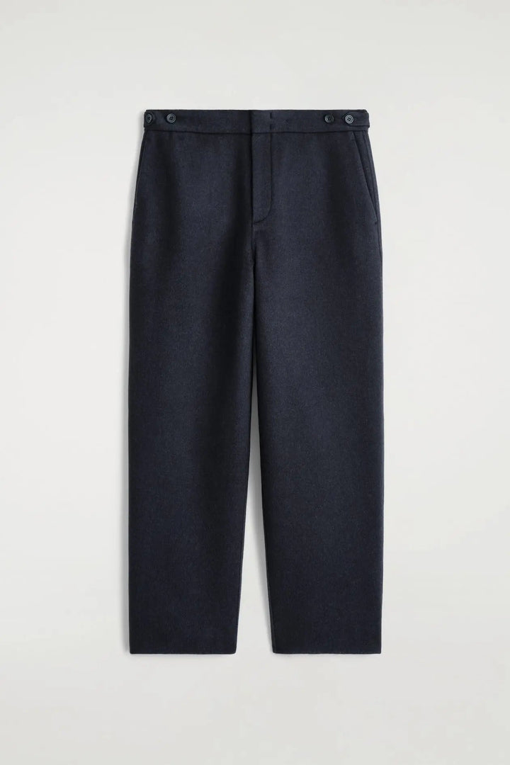 SPLIT WOOL RELAXED-FIT TAPERED TROUSERS